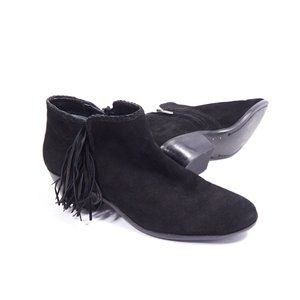 Sam Edelman Paige Black Suede Leather Fringe Boots